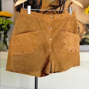 High Waist Tan Suede Shorts